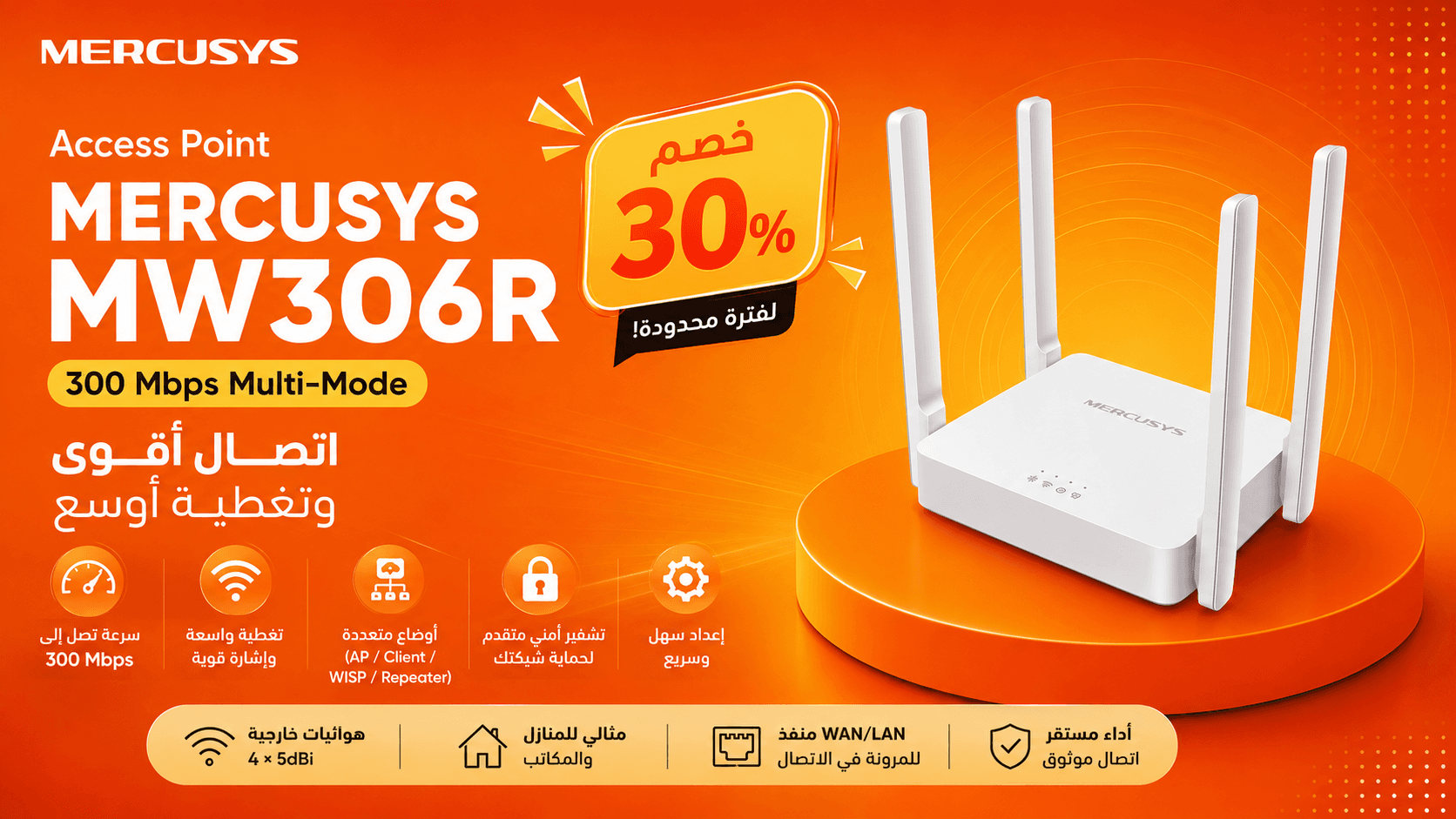 عرض ترويجي لجهاز Mercusys MW306R